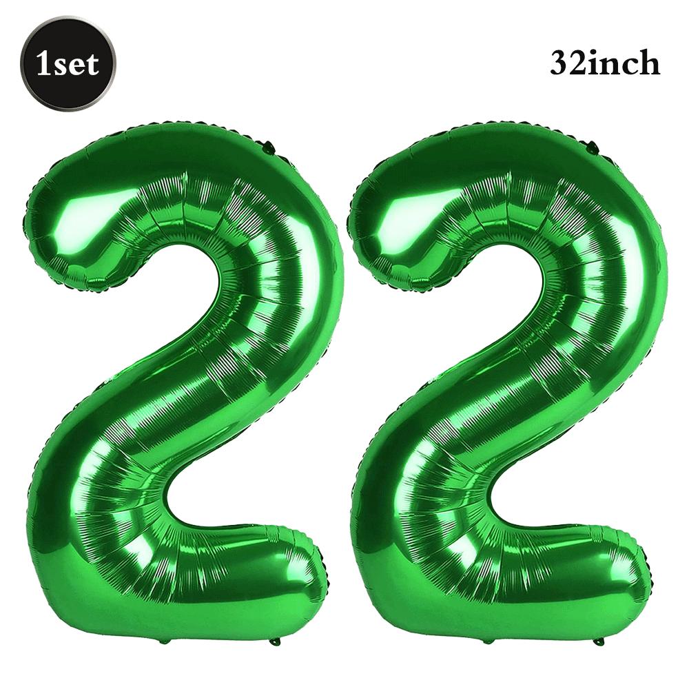 32 Inch Green Number Foil Balloons 0-9 Jungle Safari Theme Soccer Party Decor Kid Boy 1st Birthday Dinosaur Baby Shower Supplies