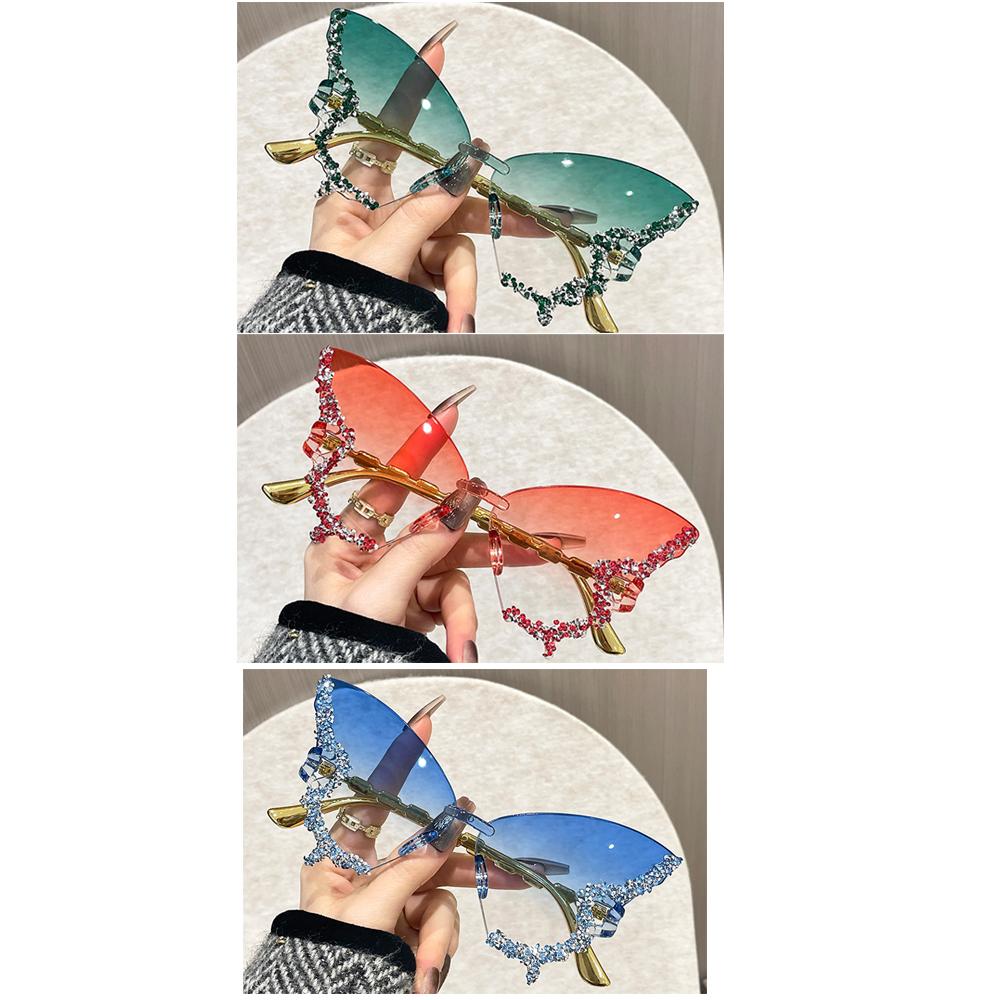 Schmetterlings-Sonnenbrille Katzenauge Randlos Sonnenbrillen Beliebte Damen Herren Tönungen Große Sonnenbrillen weiblich Männlich Party Reise Brillen