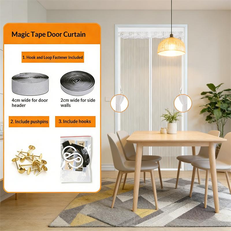 Summer Magnetic Door Curtain - Mosquito Resistant, Soft Yarn Mesh, Multiple Sizes, Easy Install for Home