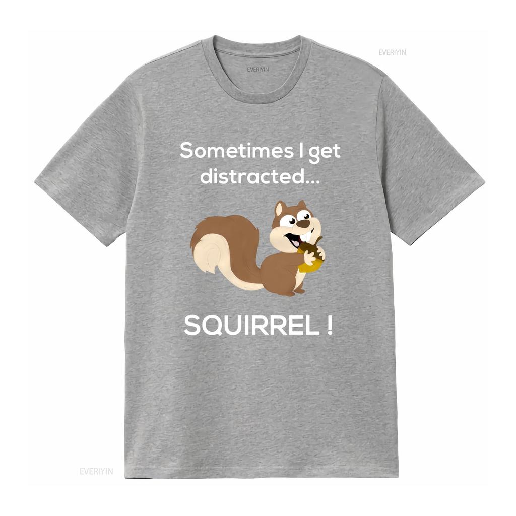 Funny Distracted Squirrel T Shirt Animal Zoo Farm Meme  vintage Washed streetwear Unisex homme Stretched Comfortable Casual