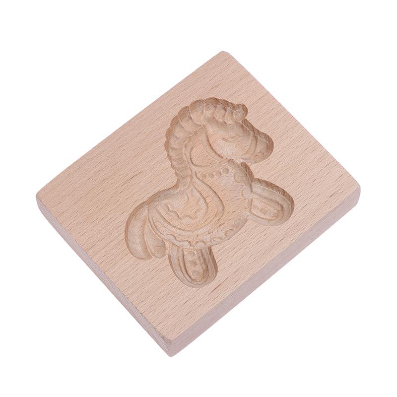 1Pc Wood Cookie Mold, Animals Patterns 3D Carved Embossed Biscuit Cutter Moulds Hedgehog Horse Owl Squirrel Rabbit