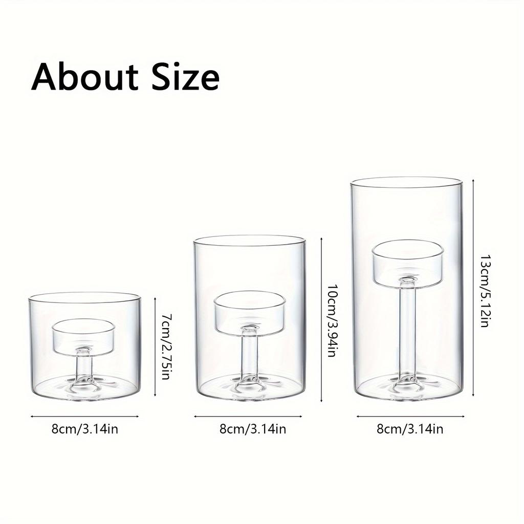 3 Pcs Glass Candle Holder, Home Decoration, Table Decoration, Fireplace Candle Holder