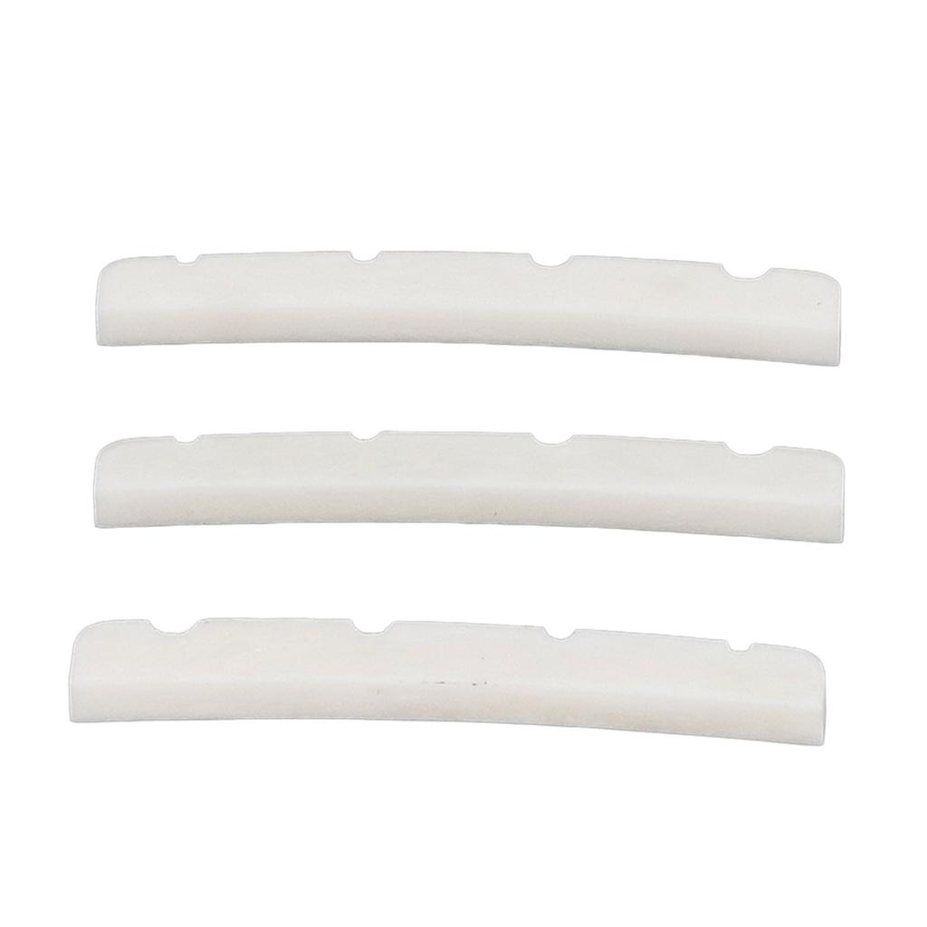 3Pcs Curved Bottom Bass Nut 4 String Slotted Bone Bass Nut Replacement for Fender
