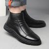 Men's Mid-Top Martin Boots with Soft Leather and Velvet-Lined, Zippered Autumn/Winter Casual Shoes