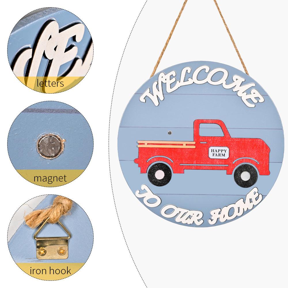 Christmas Car Wooden Door Tag Hanging Decoration Magnetic Accessories Home Wall