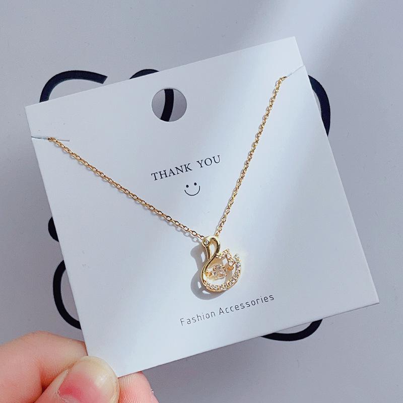 Lively Little Swan Copper Necklace for Women - Trendy Titanium Steel Clavicle Chain, Colorfast and Versatile Design