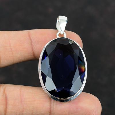 Faceted Tanzanite Quartz Pendant Genuine Gemstone Jewelry Unique Pendant 925 Sterling Silver Pendant Handmade Boho Jewelry Anniversary Gifts