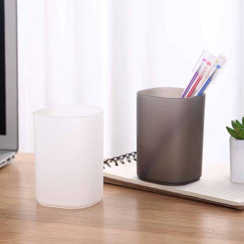 

Transparent Frosted Pen Holder: Creative, Stylish, Desktop Storage for Office or Student Use Gray Transparent 1pc