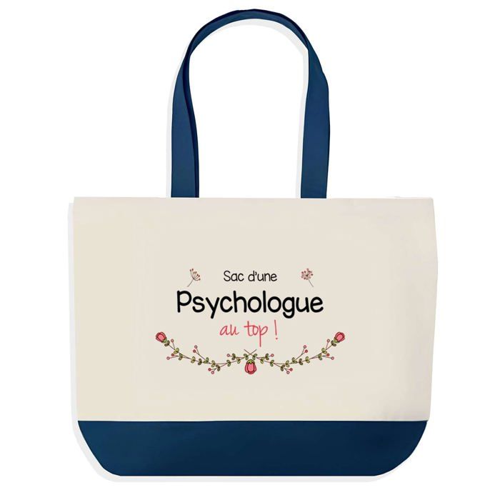 Sac shopping - PLANETEE - Psychologue au Top - Bleu - Coton - 40 x 45 cm