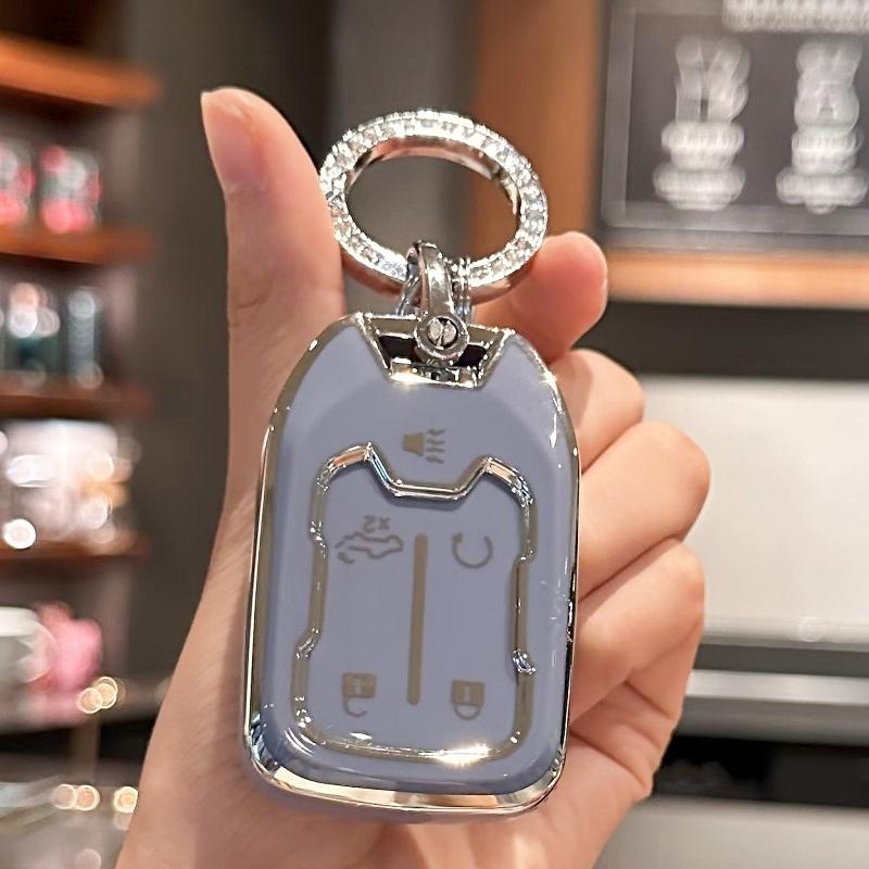 Key Fob Cover with Bling Lanyard for 2019 2020 2021 2022 Chevy Silverado GMC Sierra 1500 2500HD 3500HD Terrain Acadia Smart Key