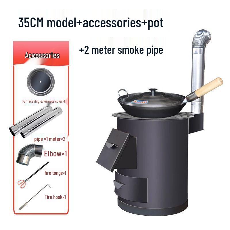 Φορητή Σόμπα Ξύλων Σιδήρου Χωρίς Καπνό: Εσωτερική & Εξωτερική Ενεργειακά Αποδοτική Ξυλόσομπα με Μεγάλο Τραπέζι για Κατσαρόλα