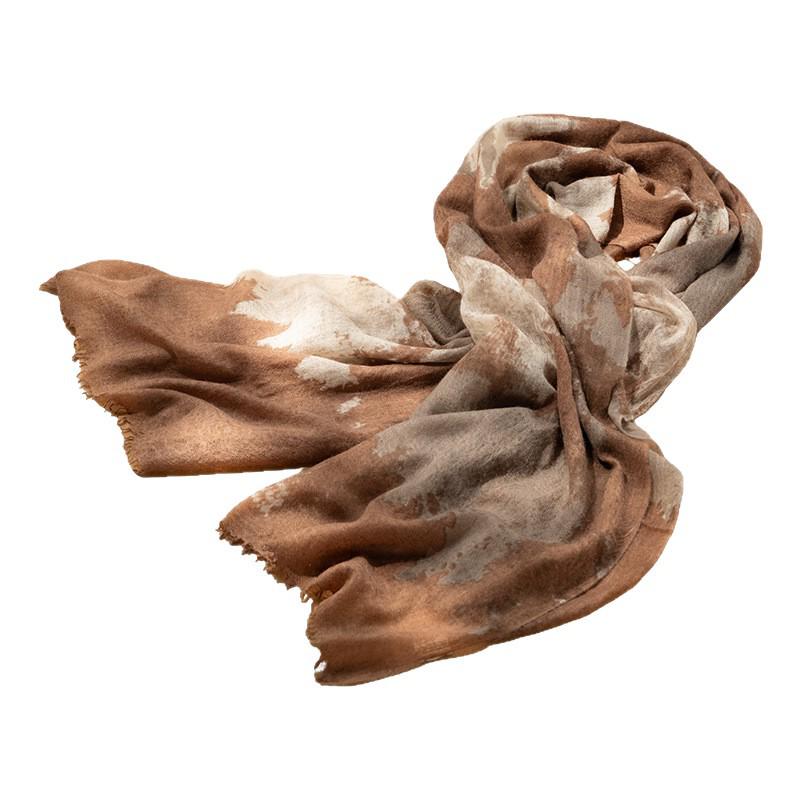Sunset Series Women's Pure Cashmere Printed Scarf: Autumn/Winter Fashionable Extended Shawl