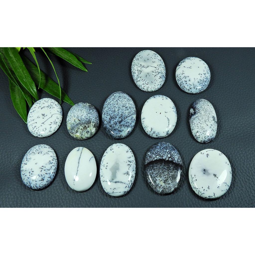 432Cts. Natural Dendrite Agate Cabochon Loose Gemstone 12Pcs Lot 30-41MM SY-50