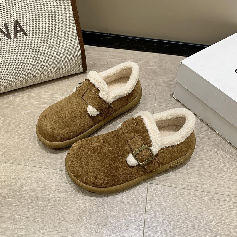 Women's Plus Size Soft-Sole Height-Enhancing Warm Winter Fur-Lined Ski Boots with Plush Lining Short Boots for Outdoor Sports and Cotton Boots