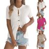 Women's Fashion Casual Hollow-out Twisted Button Short-sleeve Knitted Top