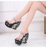 Fashion 14.5cm Glass Drill Waterproof Platform Non-slip Women's Shoes Thick Bottom Sexy Super High Heel Women Sandals LFD