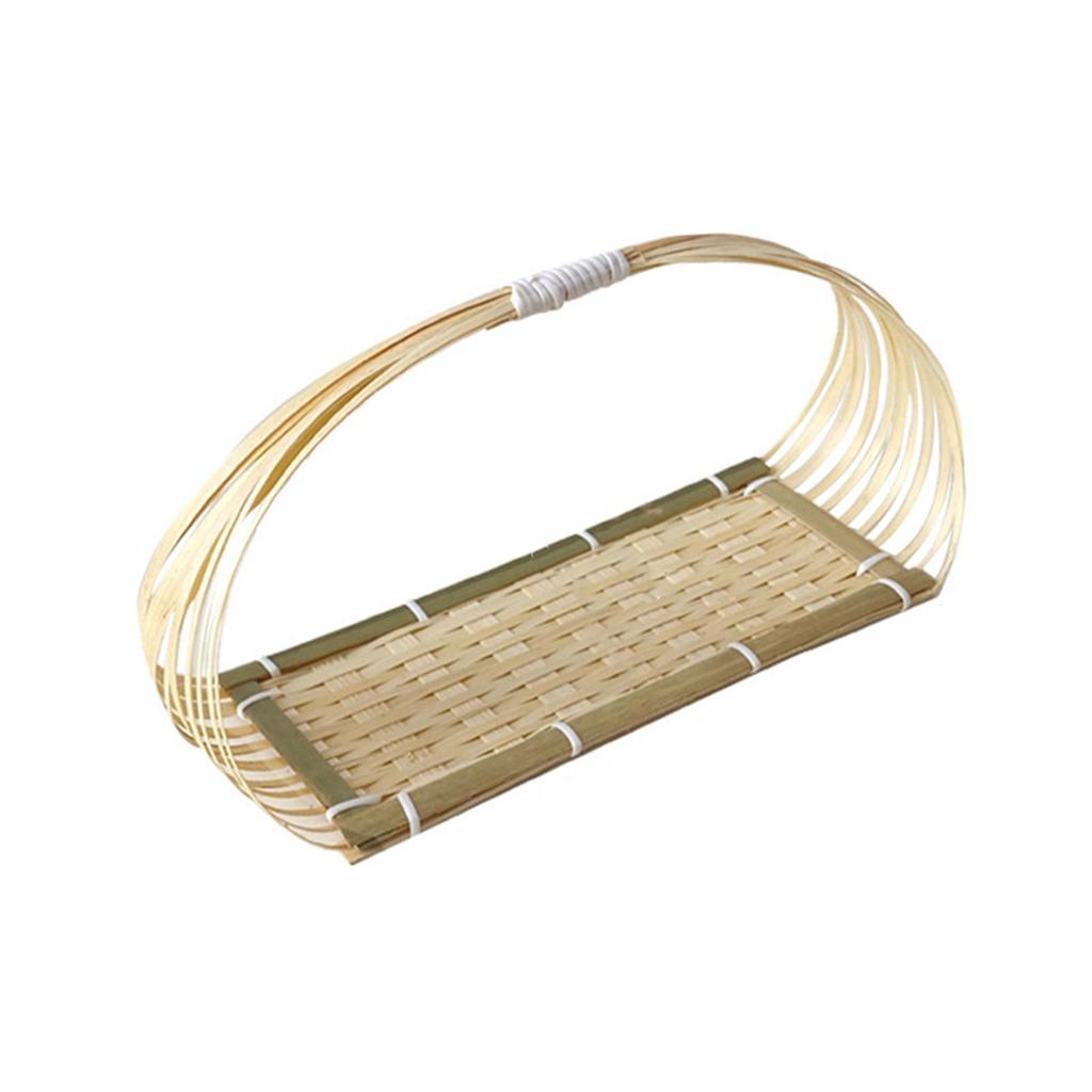 Bamboo Basket Serving Tray Rustic Food Biscuit Cookies Pastry Display for Kitchen