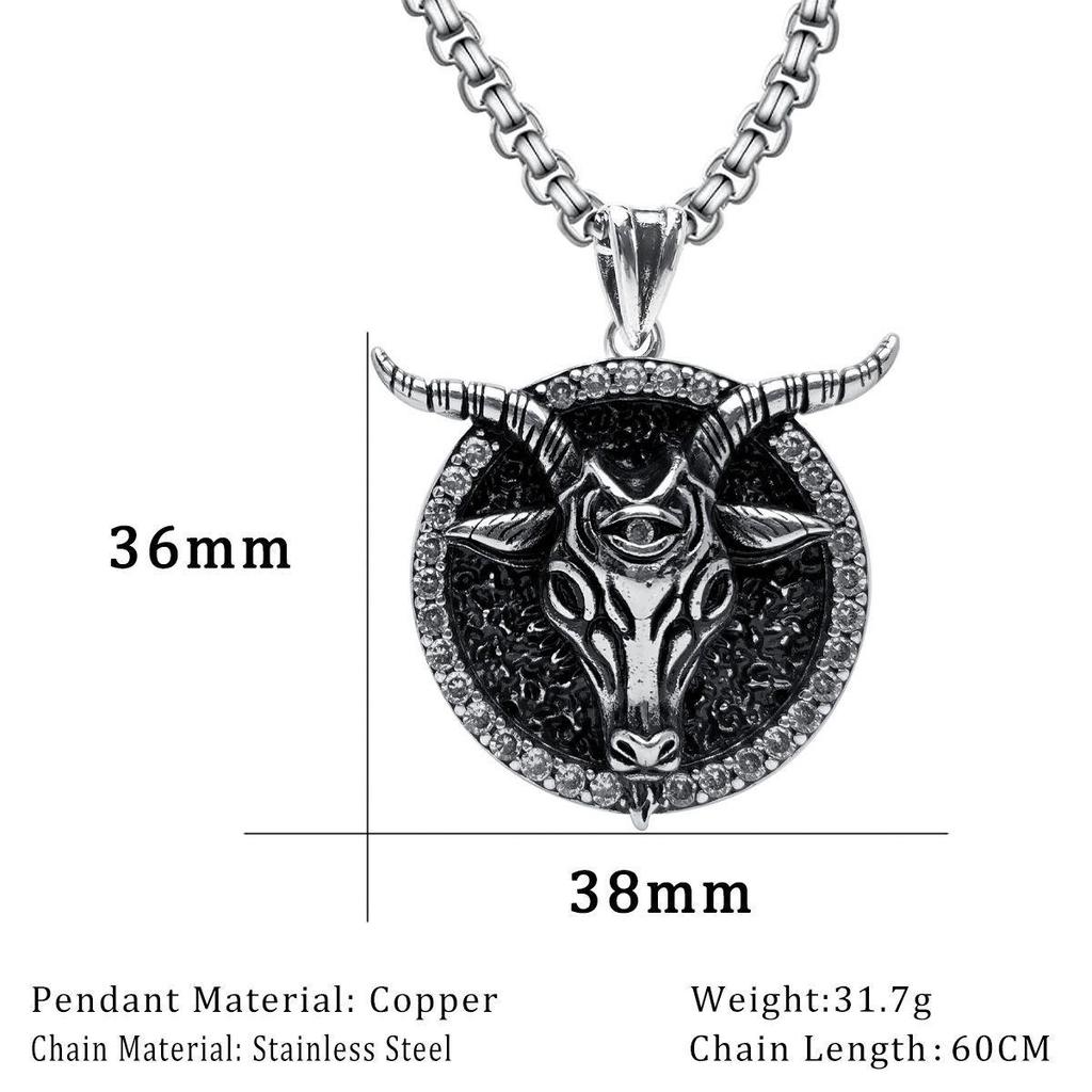 Xiweier Retro Bull Head Necklace - Unisex Copper Pendant