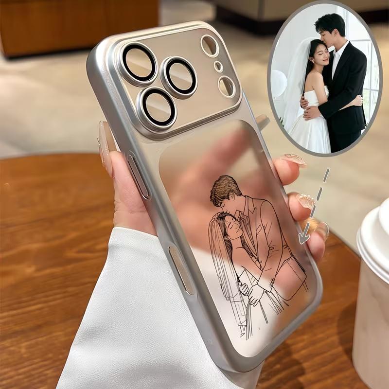 

Personalized Photo Line Drawing Pattern Frosted PC Phone Case For iPhone 17 16 15 14 13 12 Pro Max Custom Gift For iPhone 17