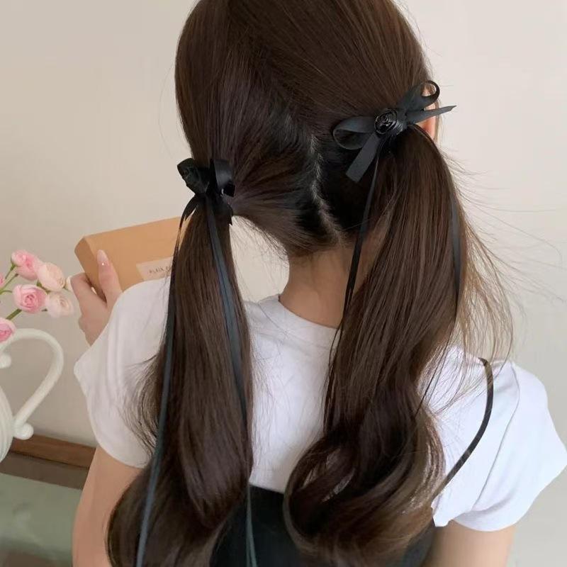 Fermaglio per Capelli con Nappa e Fiocco in Perline e Nastro Francese per Bambine – Doppia Pinza Intrecciata Stile Balletto
