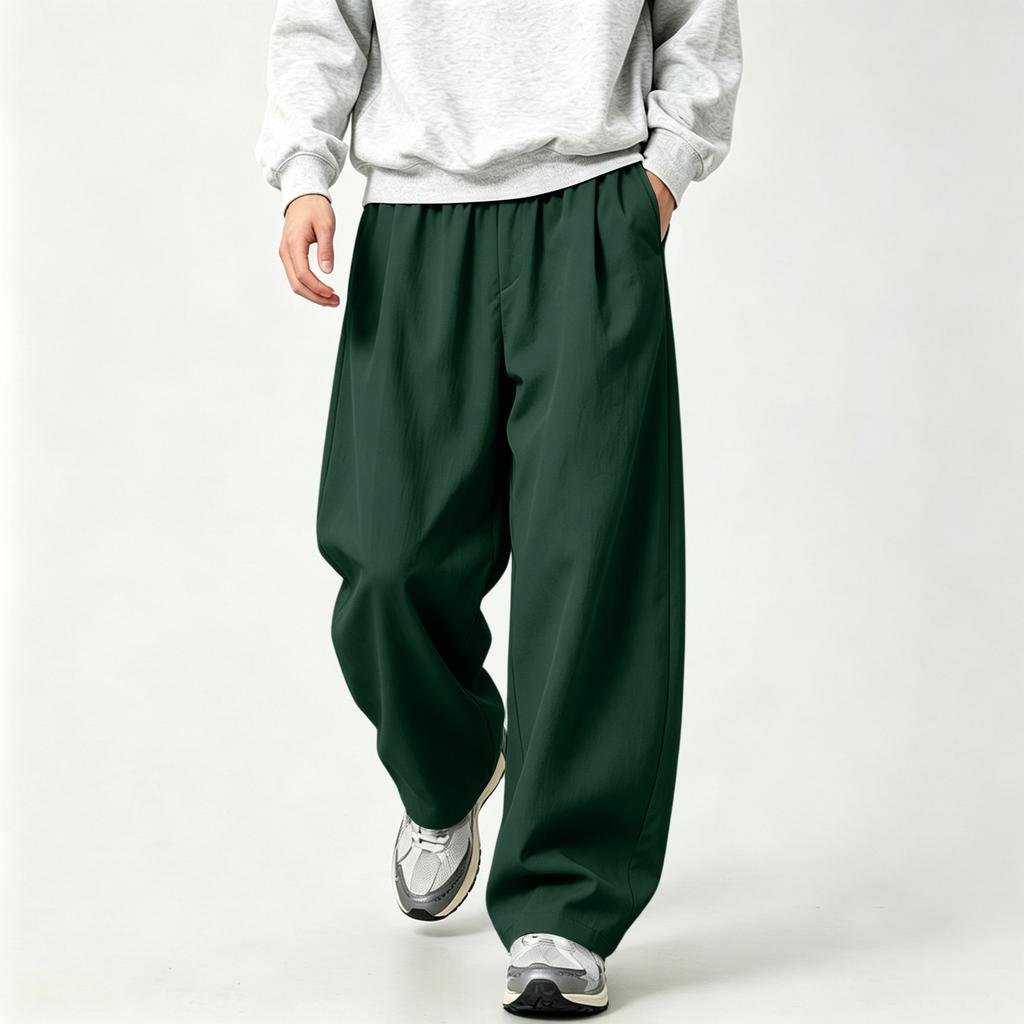 Men's Retro Wide Leg Pants with Loose Straight Fit