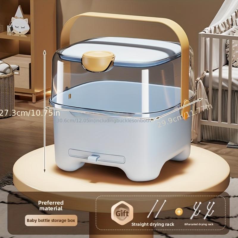 Thickened Portable Bottle Storage Box With Lid Multifunctional Dish Drying Rack Complementary Food Organizer Kitchen Daily Use