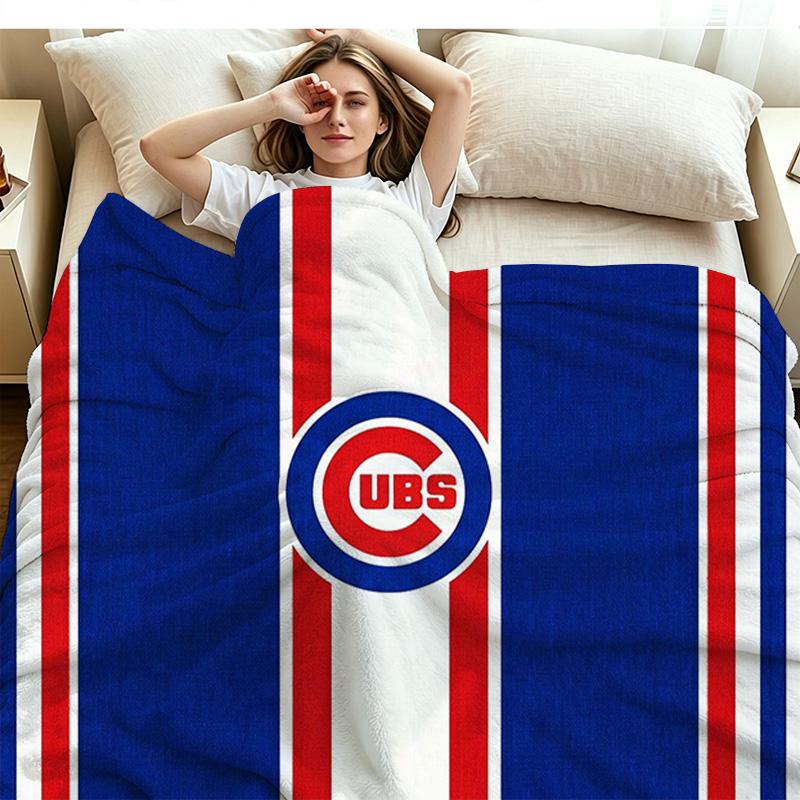 Chicago Cubs Print Flannel Blanket High Quality Warm Comfortable Cover for All Seasons Perfect for Gifts Home Decor
