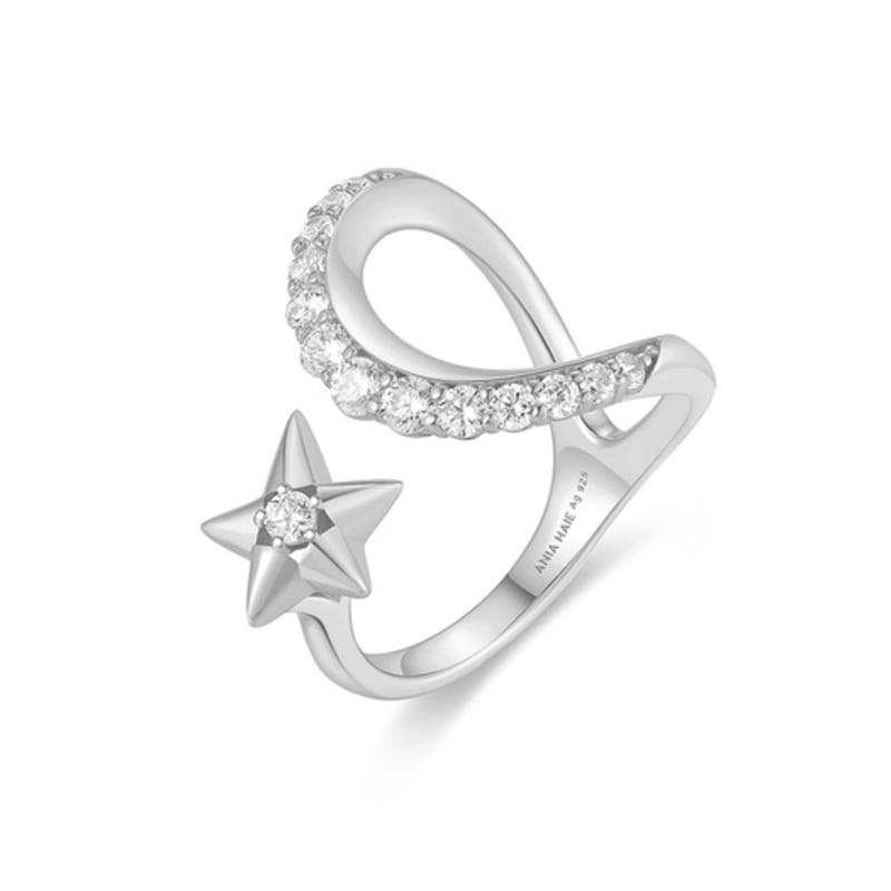 ANIA HAIE Gold Sparkle Moon and Stars 925 Silver Adjustable Size Ring R066-05H