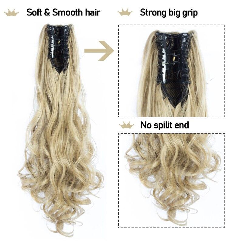 MISSQUEEN Kunstfaser-Wellen-Pferdeschwanz für Damen zum Aufstecken, verlängerter langer Pferdeschwanz, natürliche lockige Haarverlängerung, Schwarzbraun, 22 Zoll