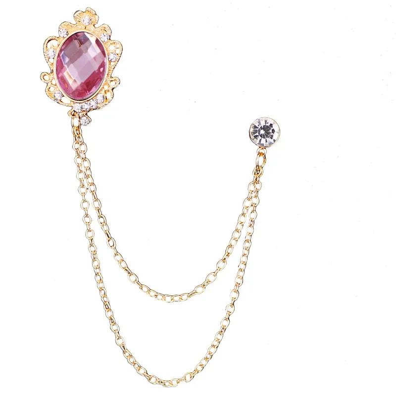 i-Remiel Fashion New Crystal Tassel Chain Brooches Personality Suit Badge Dress Corsage Brooch Jewelry Luxury Men Accessories