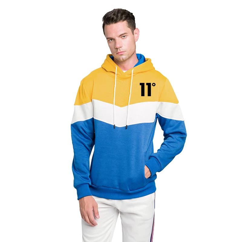 Mens Tracksuit Three Color Splicing Casual Hooded Sweatshirts Outdoors Sport Jogging Tops Male High Quality Gym Pullover Clothin