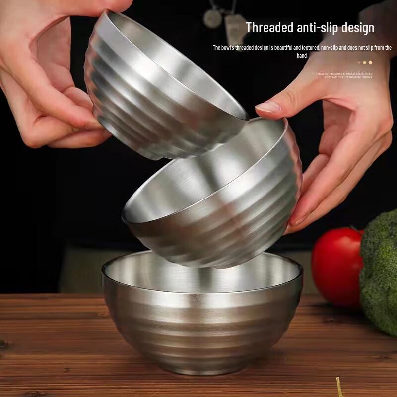 

Wuhe 304 Stainless Steel Double-Layer Rice Bowl Set