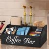 Coffee Tea Holder Basket Countertop Wooden Basket Holder Coffee Station Organizer With Removable Dividers For Home Offices