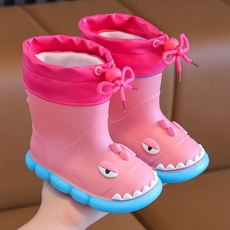 Dziecięce Kalosze Wodoodporne z Kreskówkowym Dinozaurem - Antypoślizgowe, z Miękką Podeszwą, Gumowe Buty dla Maluchów dla Chłopców i Dziewczynek