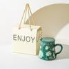 Lily of The Valley Ceramic Water Cup Home Office Large Capacity Coffee Cup Breakfast Cup with Lid Design Coffee Cup