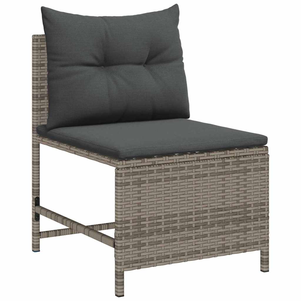 Garden Sofa Set with Cushions 6 pcs Grey and Dark Grey Poly Rattan