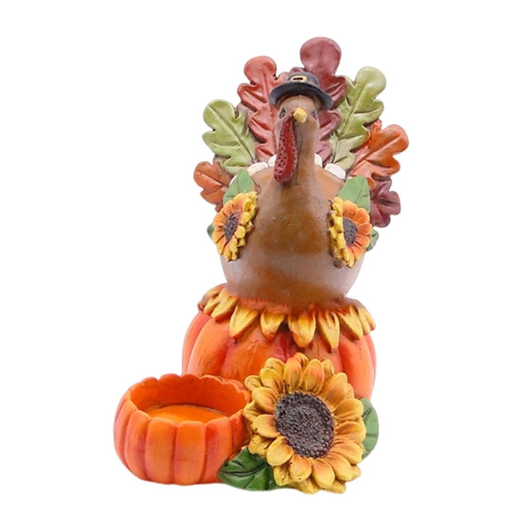 Turkey Statue with Pumpkin Ceremory Tabletop Parties Decoration Ornament Anniversary Dining Room Table Centerpiece Candle Holder