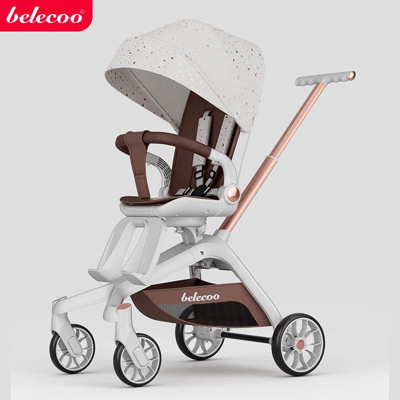 Легкая коляска Beilike/Belecoo: Высокий обзор, Складной, Амортизирующий, Двунаправленный, для сидения или лежания.