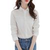 Hengyuanxiang Women's Slim Fit Pure Cotton Solid Long Sleeve Lapel Shirt