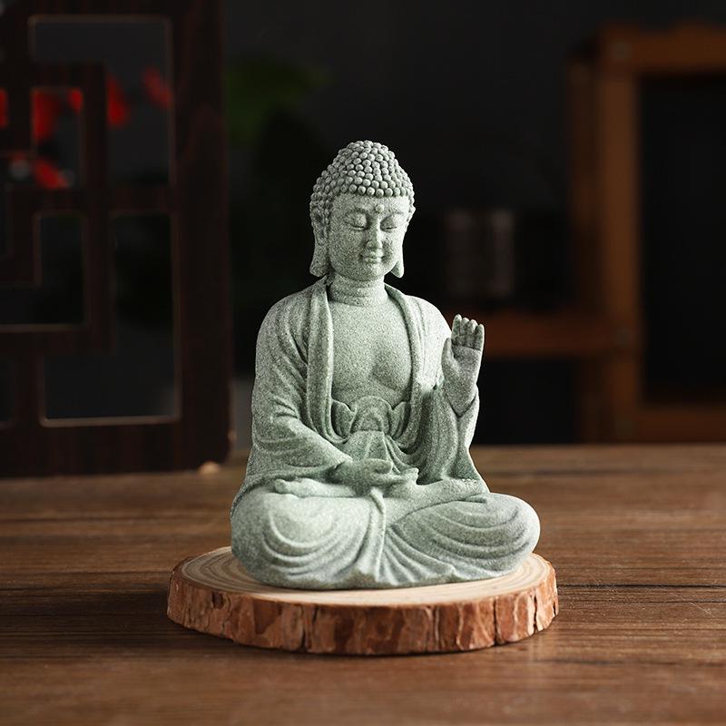 Porcelain Green Sandstone Buddha Ornament for Zen Fish Tank or Bonsai Display