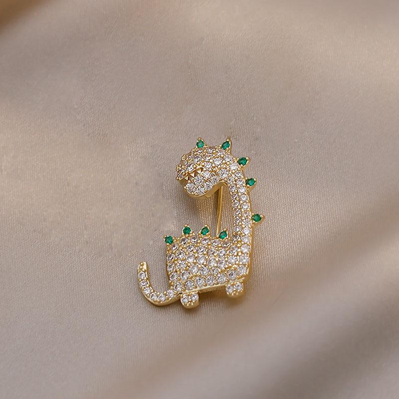 Cute Crystal Exquisite Dinosaur Brooches Pins For Women Kids Sweet Animal Jewelry Bag Clothing Brooch Pin Accessories Gift