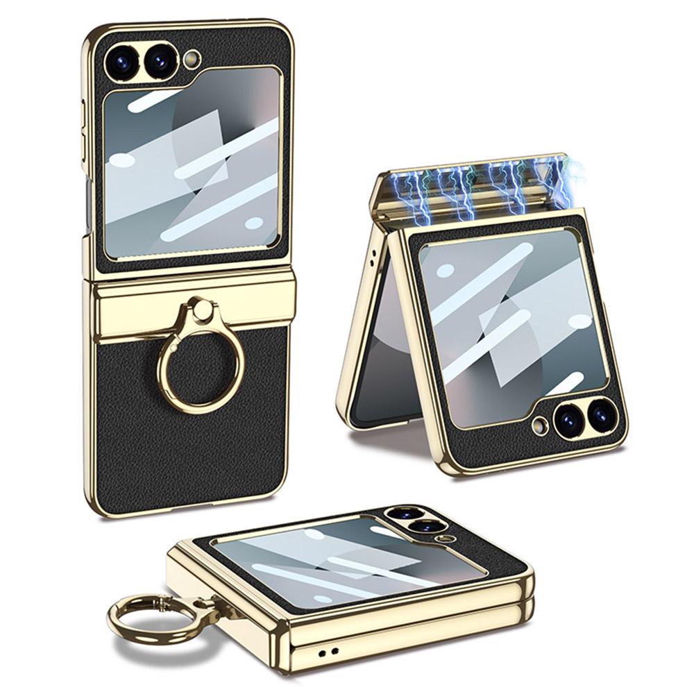 GKK For Samsung Galaxy Z Flip7 FE 5G/Z Flip6 5G Case PC+PU Kickstand Phone Cover