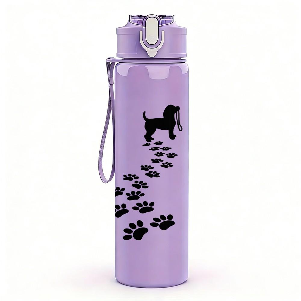 1PC Bird Footprint Trail Line Art Print 750ml Color Plastic Sports Water Bottle Leakproof Flip Straw Lid Suitable for Sports Office Home Use