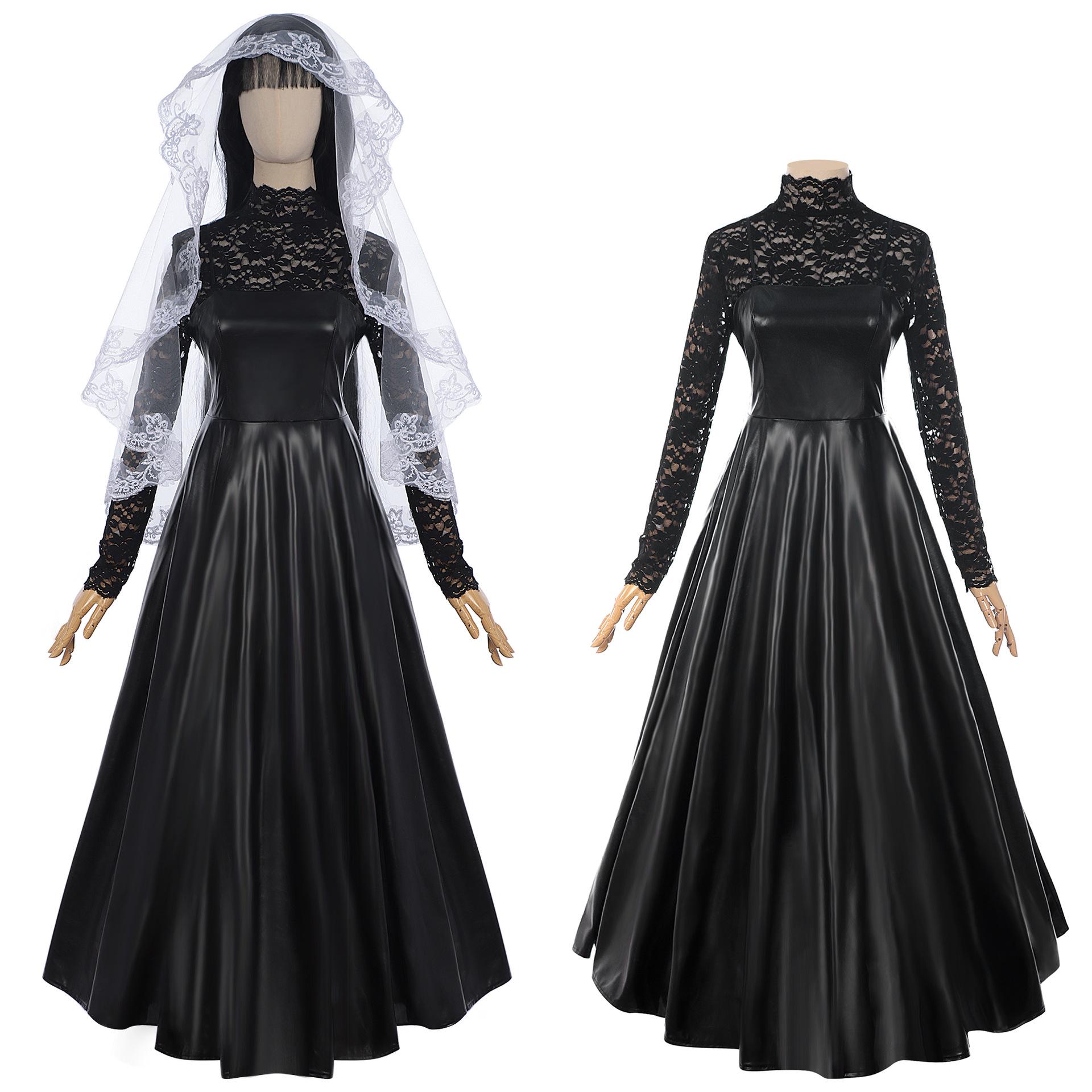 

Sakamoto Nichijou Daibutsu Black Leather Cosplay Dress with Lace XL