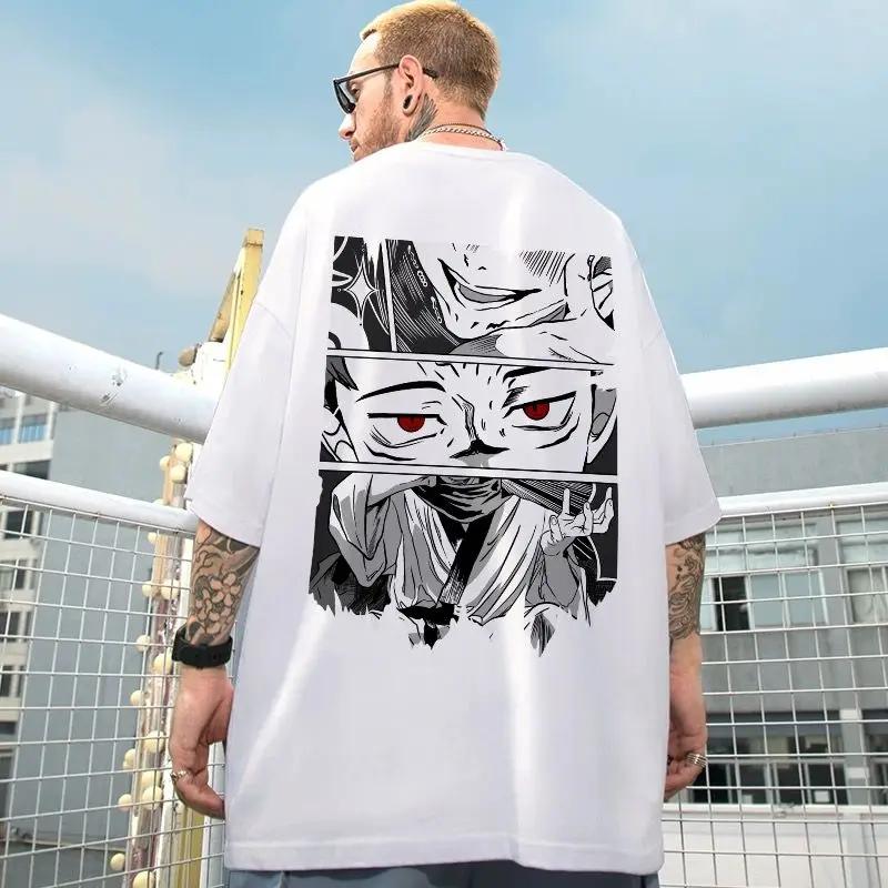 Summer casual T-shirt Loose Harajuku cotton short sleeve Japanese anime printed T-shirt men's and women's manga tops 100% cotton