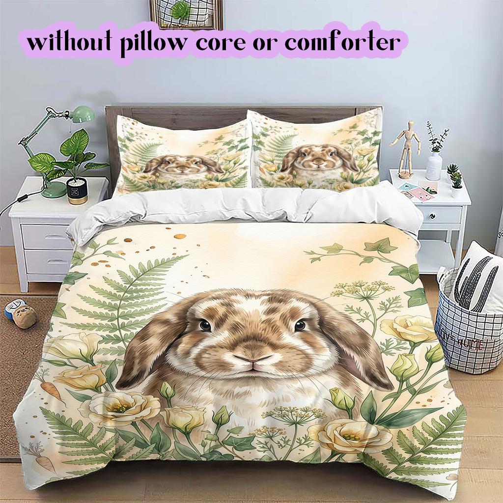 Watercolor Animal Painting Pattern Bedding,Quilt Set Quilt Cover Pillowcase Home Birthday Gift (1*duvet Cover+2*pillowcase,without Core)