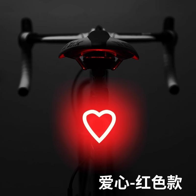 Heart ShapeLED Bike Light USB Rechargeable Bicycle Rear Light Waterproof MTB Tail light 5 Mode Cycling Night Safety Warning Lamp