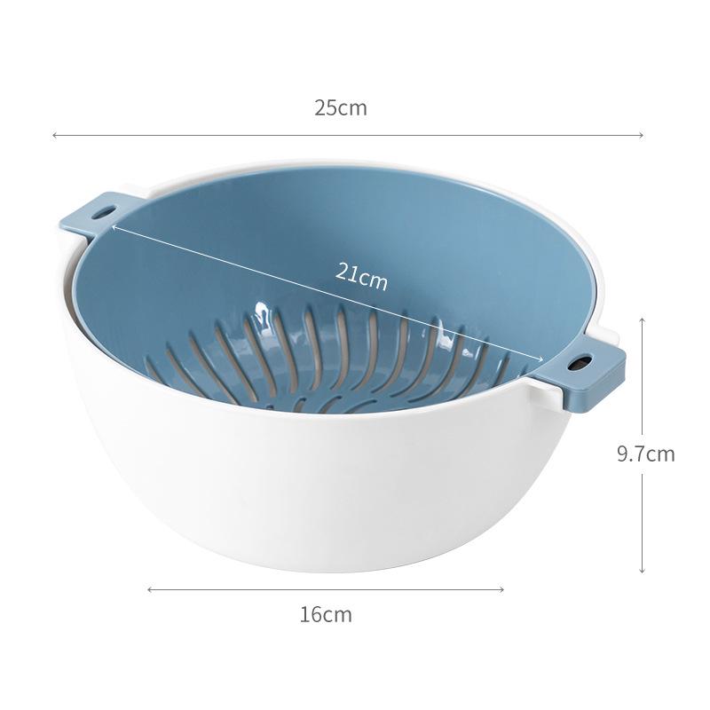 Double-Layer Plastic Drain Basket: Multi-Use Kitchen & Living Room Bowl for Washing Vegetables and Serving Fruit.