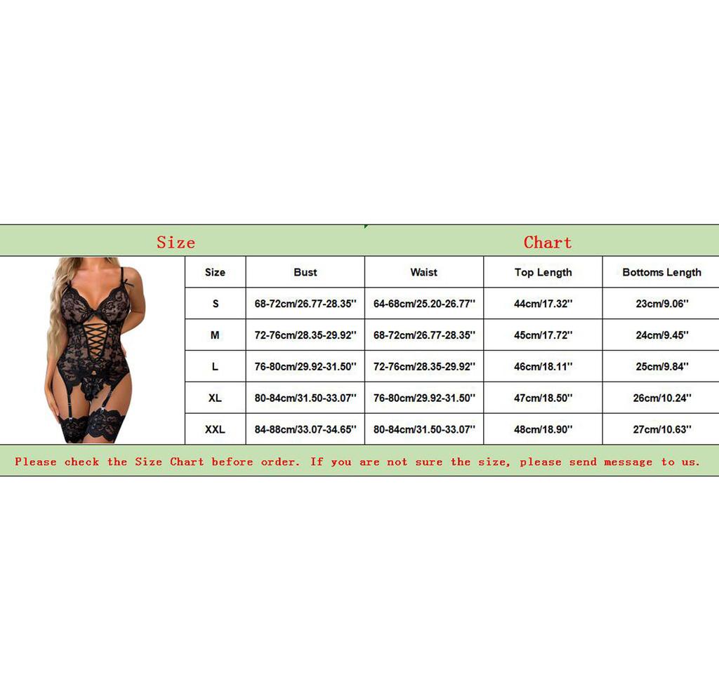 Women Lace Lingerie Set With Garter Belts Lace Bodysuit Teddy Sexy Langerie With Panty Intimates Women'S Exotic Underwear