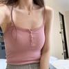 Summer Ladies New Korean Slim Solid Color Lace Lace Camisole Tank Top Cute Sexy With Buttons Inside Can Be Worn Outside Tops